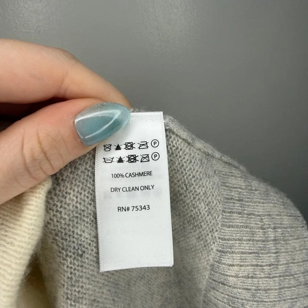 Tahari Pure Luxe 100% Cashmere Color Block Mock Neck Sweater Small